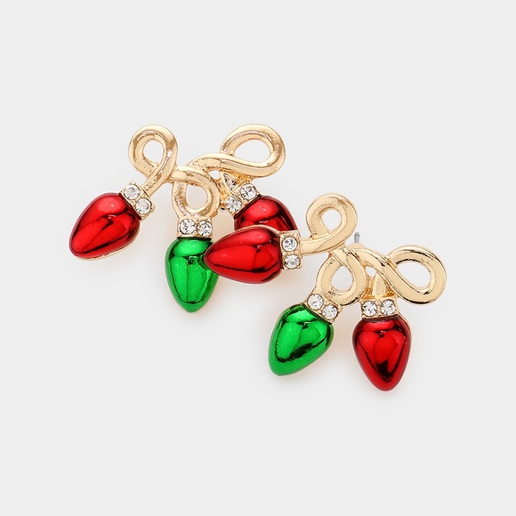 Jewelry - Gold Christmas Light Bulb Stud Earrings